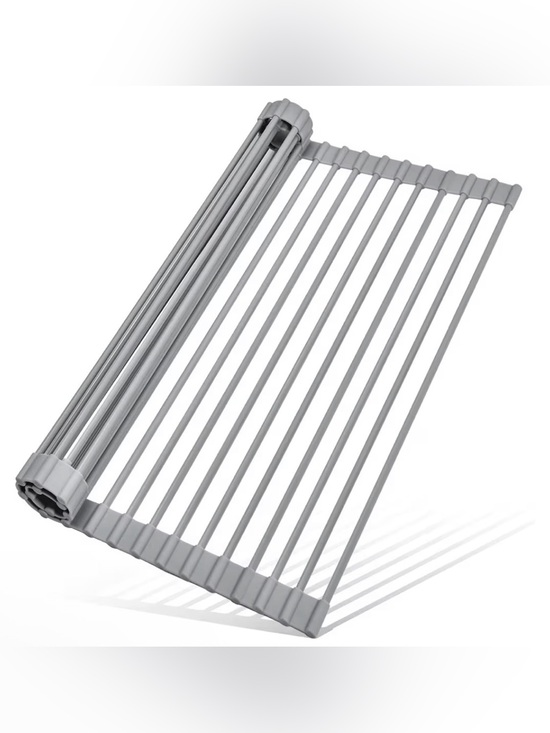 Other - Roll Up Over Sink Dish Drying Rack Gray Silicone Non-Slip Heat Resistant